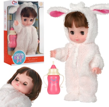 Пупс Junfa Toys Сute Baby Кролик с бутылочкой 24 см