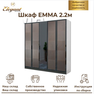 Распашной шкаф Elegant EMMA, 220x230х52 см, серый