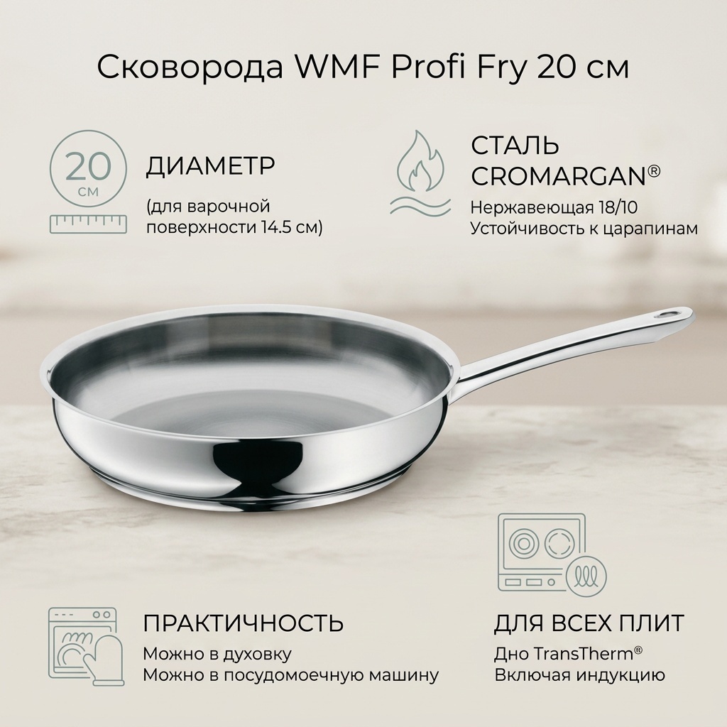 Сковорода WMF Profi Fry 20 см , нержавеющая сталь