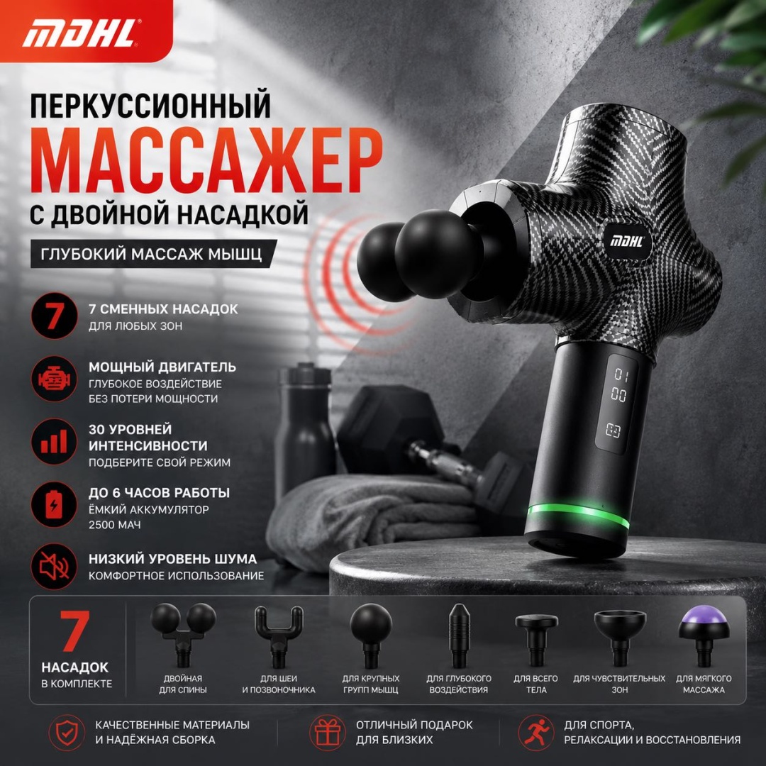 Массажер MDHL MDHL массажный пистолет перкуссионный