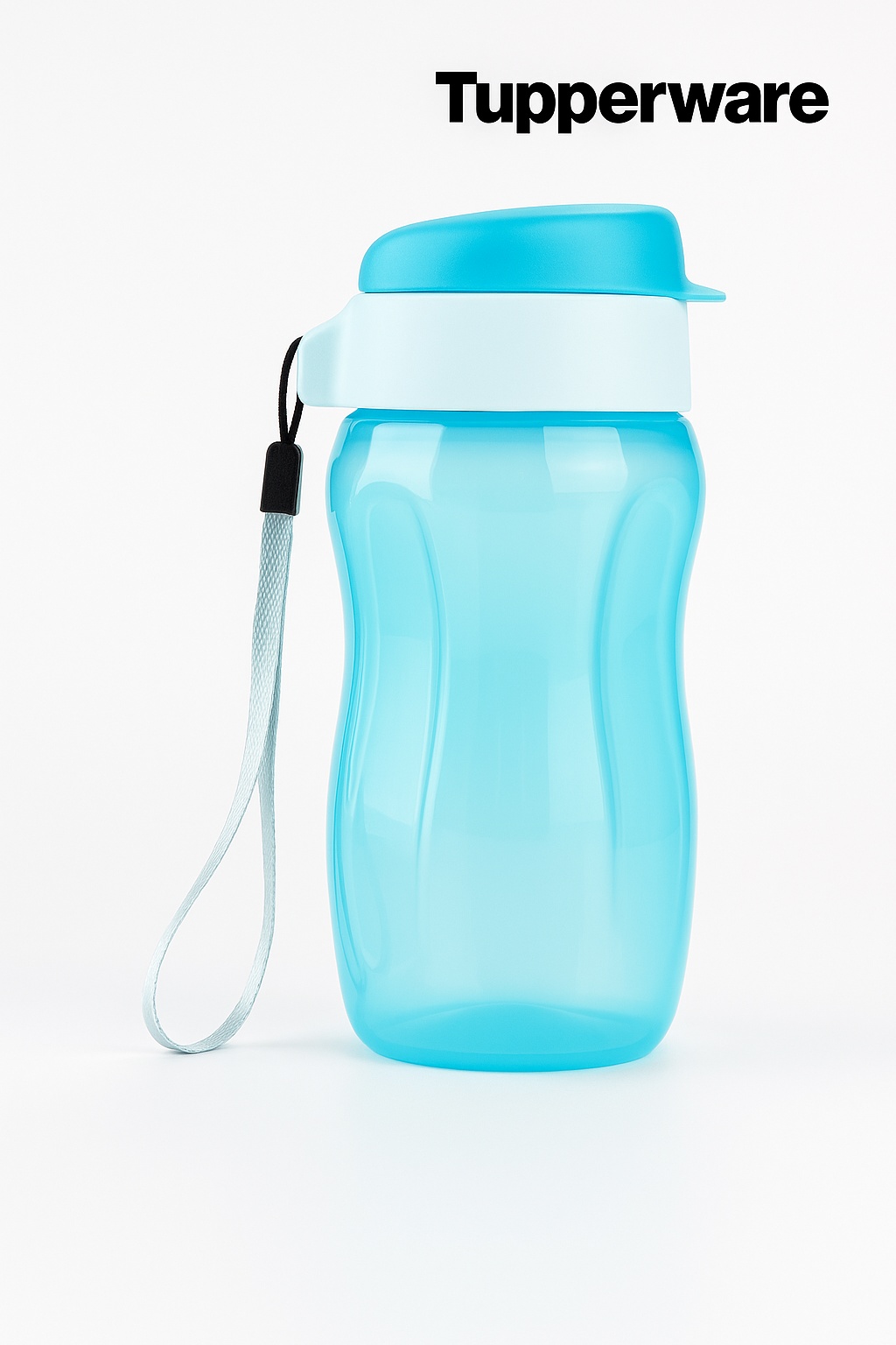 Бутылка Tupperware 0.35 л голубой, крышка с кнопкой, полипропилен