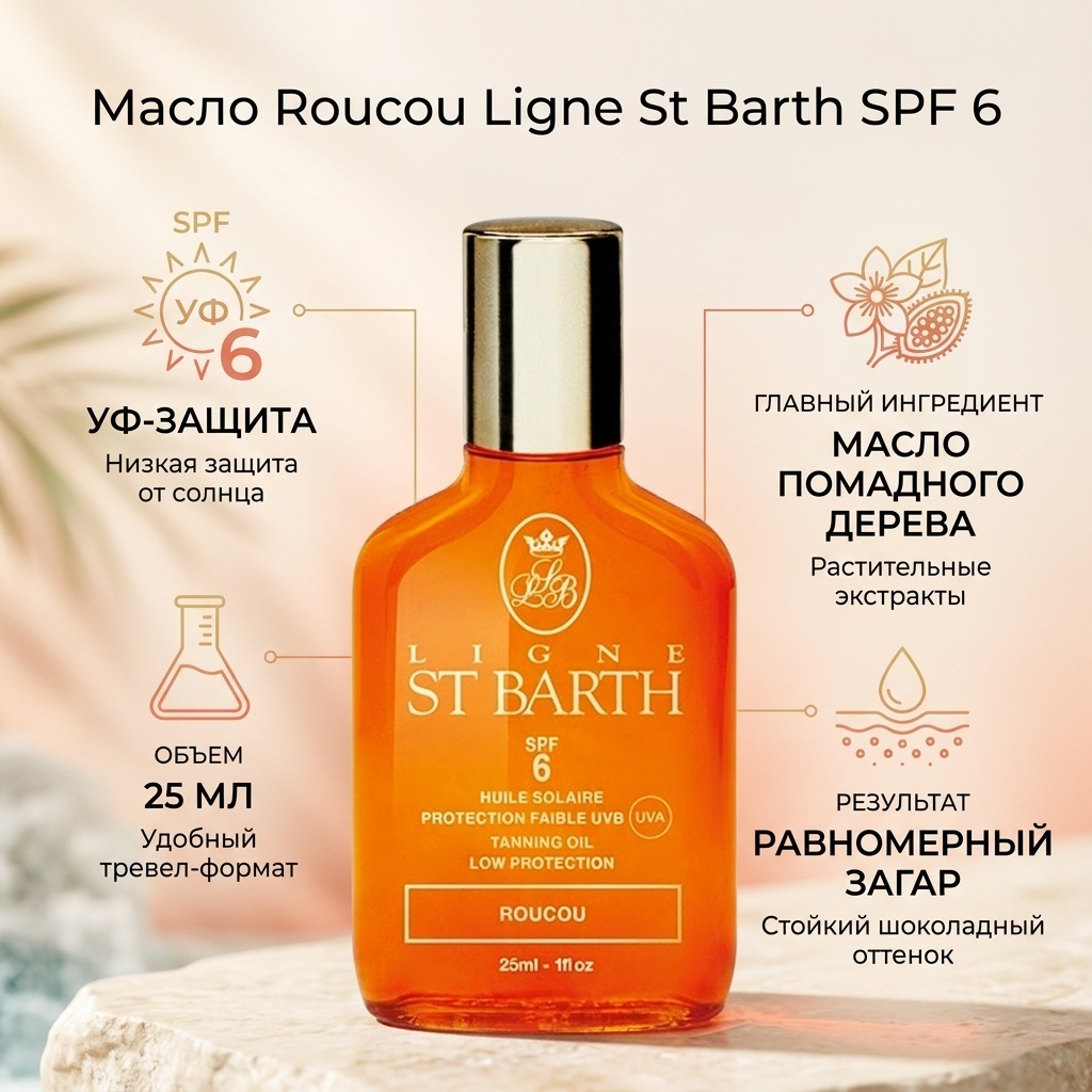 Ligne St Barth Roucou Tanning SPF6 масло для тела 25 мл