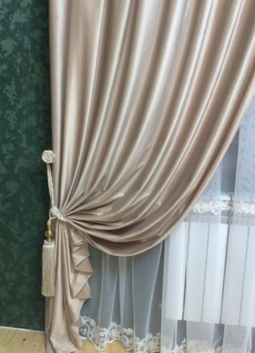 Портьеры Kerbez Home Design 500x270 см 2 шт, бархат, бежевый