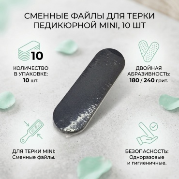 Сменные файлы для терки педикюрной Mini 180/240 грит 10 шт