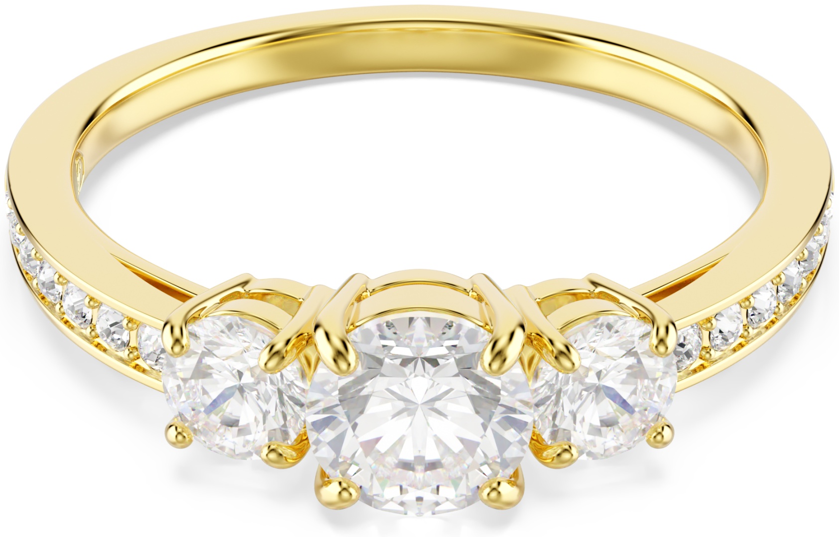 Кольцо Swarovski 5723294 размер 17 ювелирный сплав, кристаллы Swarovski, золотистый