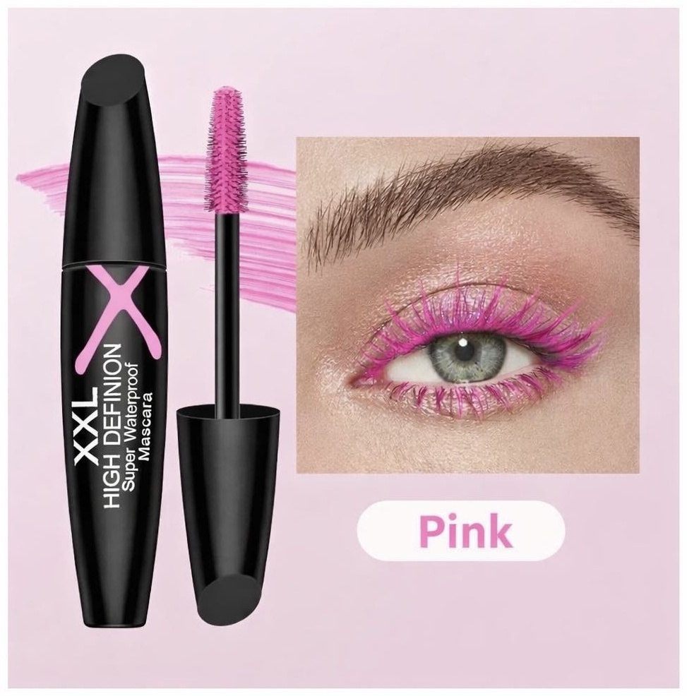 Тушь для ресниц Shedoes XXL High Definion Super Waterproof Mascara для объема, удлиняющая розовый