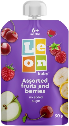 Детское пюре Leon baby LEON BABY Assorted fruits and barries 90 г, с 8 месяцев