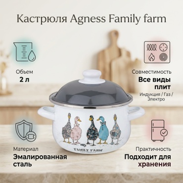 Кастрюля 2 л, Agness Family farm сталь