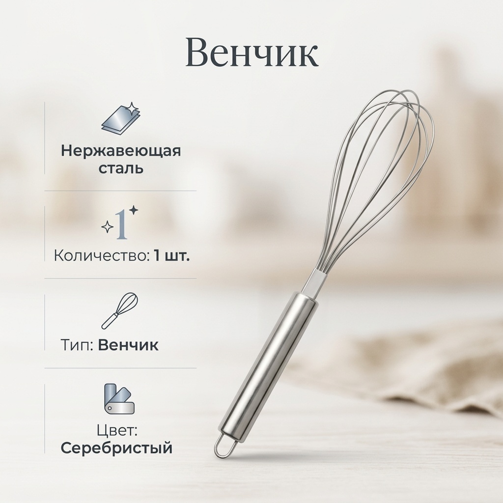 Венчик нержавеющая сталь, 1 шт