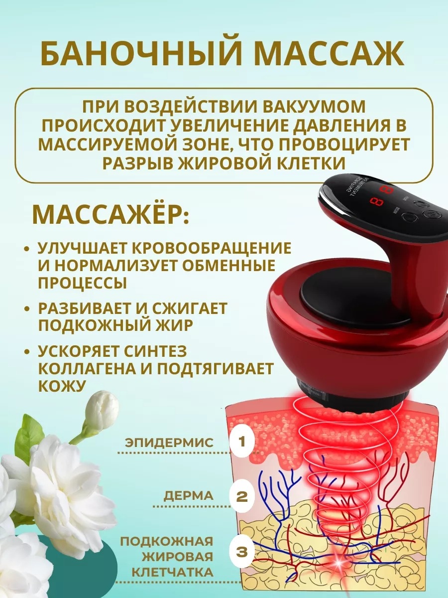 Массажер МС4* ручной вибрационный, вакуумный