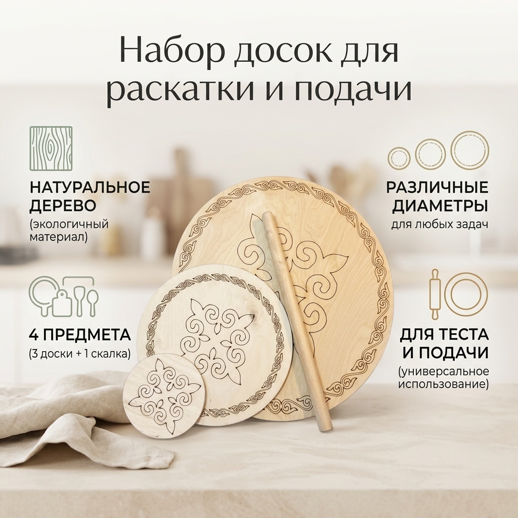 Набор разделочных досок 30369385_601081658 4 шт, дерево