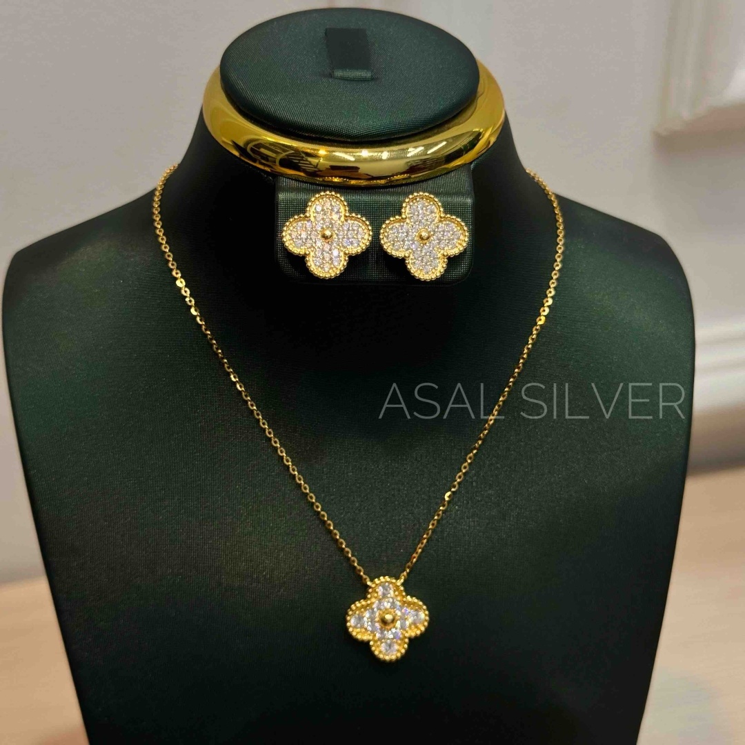 ASAL SILVER 800800 вес 3 г серебро, сплав покрытый золотом 18К, фианит