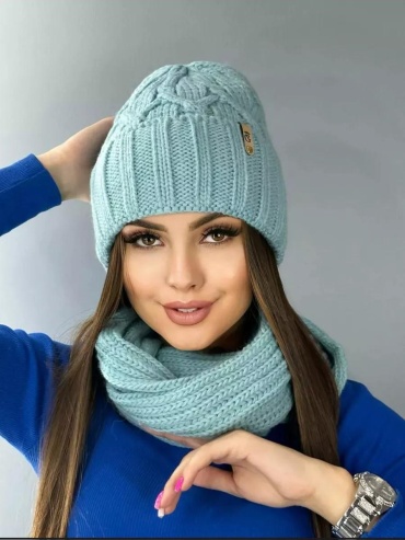 Шапка-бини HN SHOP размер универсальный, голубой