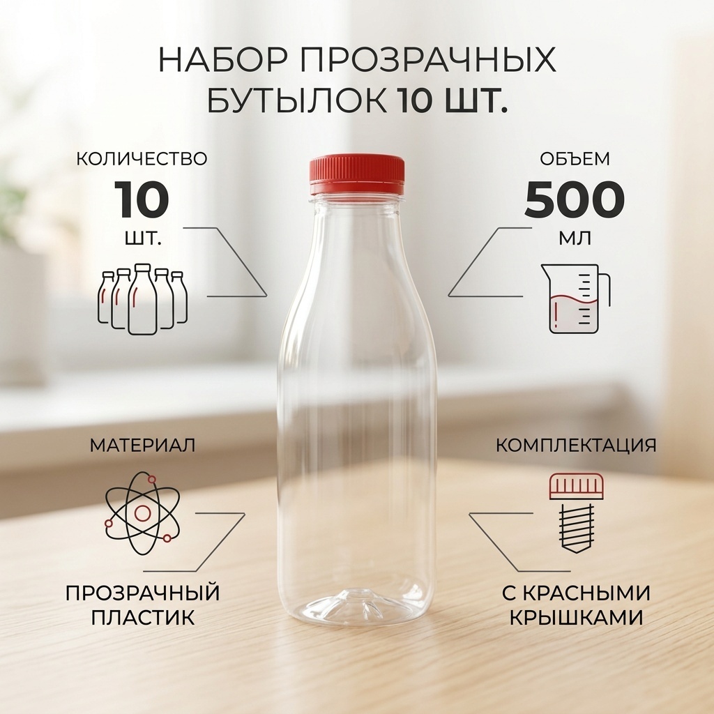 Бутылка 817275450 прозрачный 10 шт 500 мл