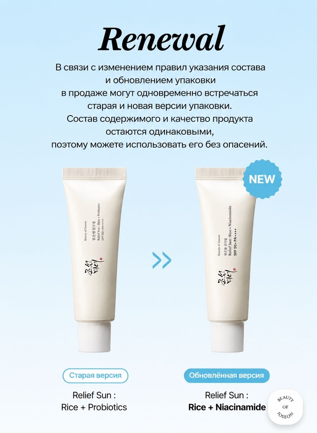 Beauty of Joseon крем Relief Sun Rice Probiotics SPF50 для лица 50 мл, фото 2