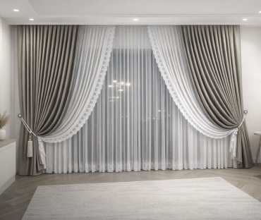 Комплект Aisulu textile 500x270 см 2 шт, велюр, светло - серый