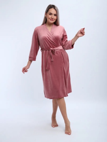 Велюровый халат SPIRULA розовый