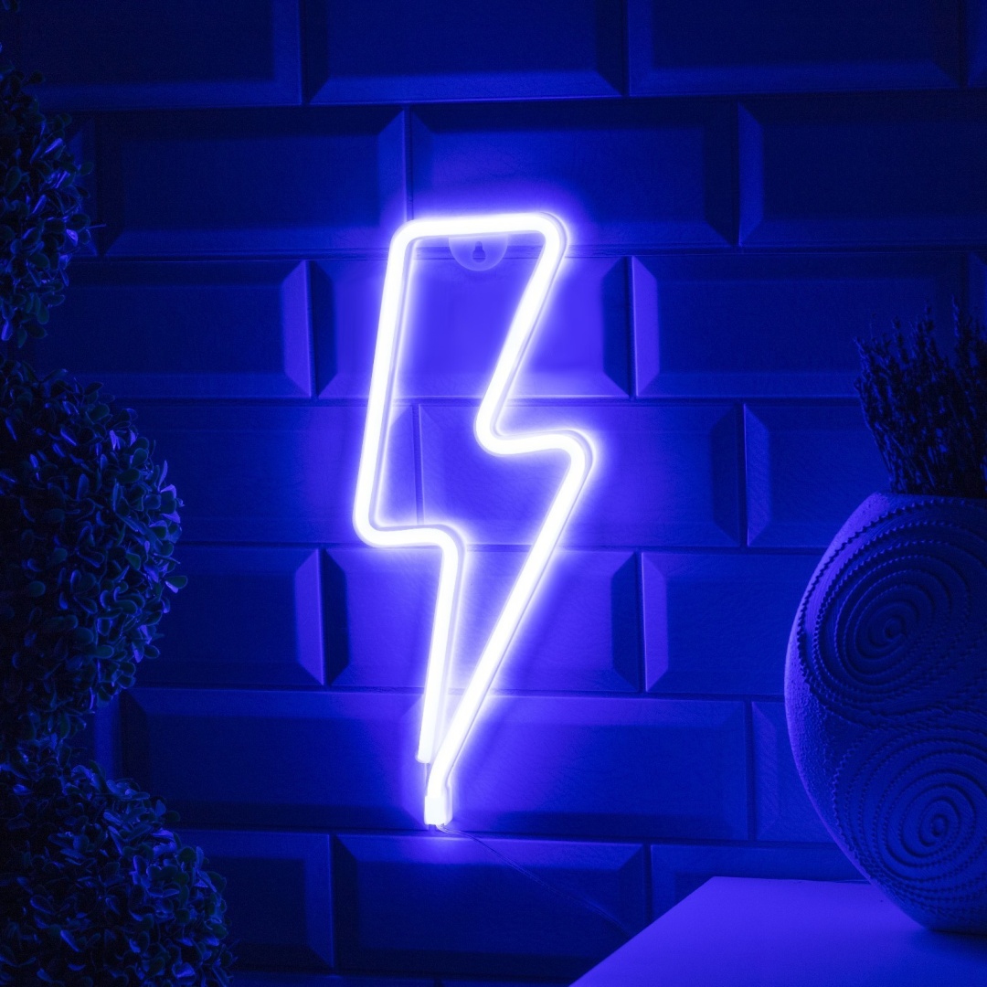 Luazon Lighting неоновая вывеска настенный Неоновая вывеска «Молния», голубой