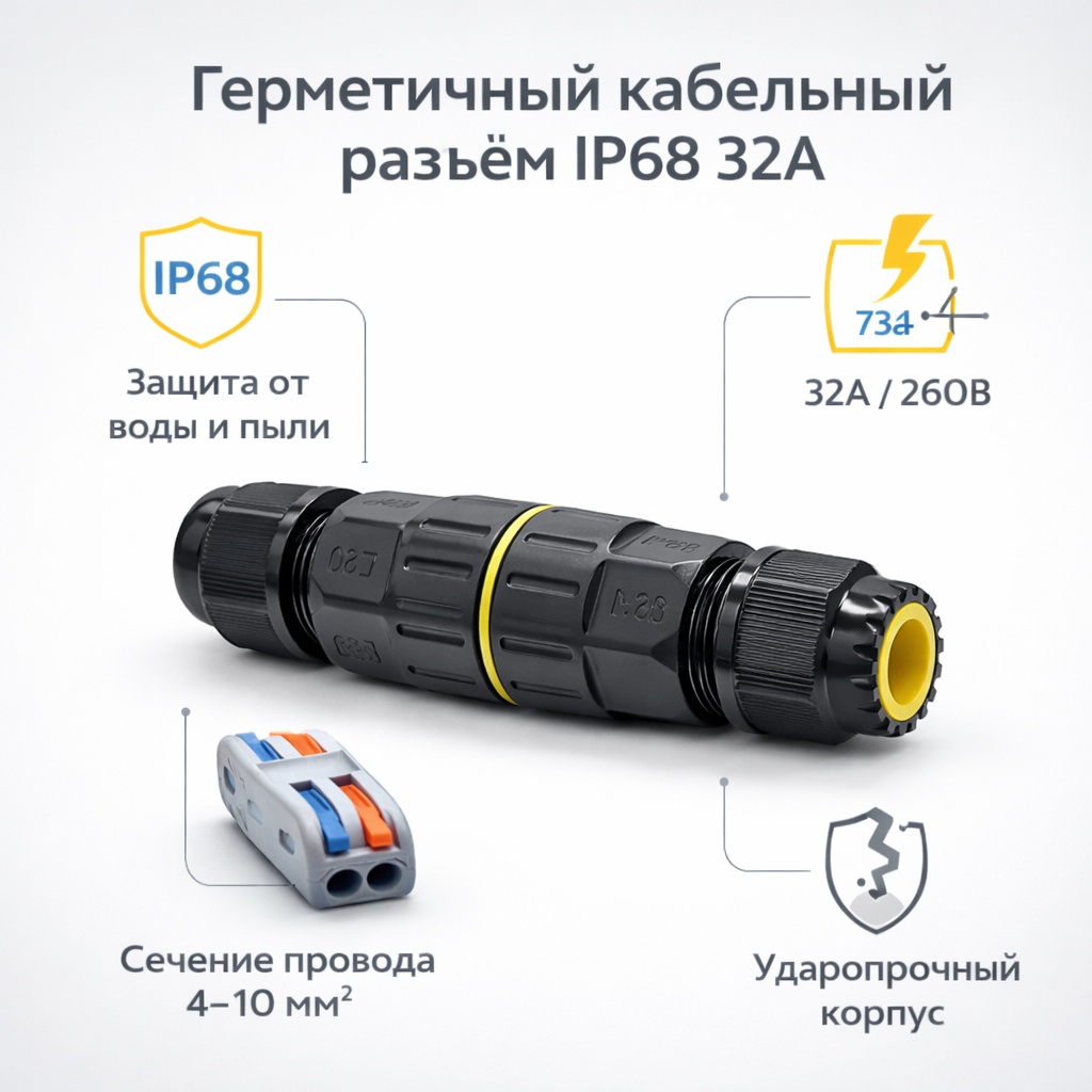 Проходная соединительная кабельная муфта пластиковая 2WAY