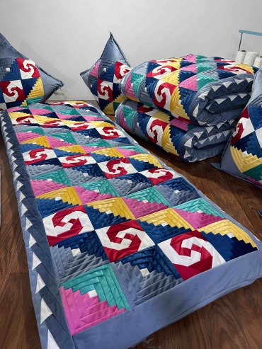Комплект корпе с подушками 230x80 см, вата, голубой
