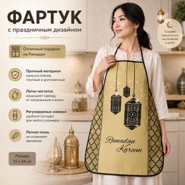 Фартук домашний IVI 34431-18 72x58 см полиэстер, коричневый, черный