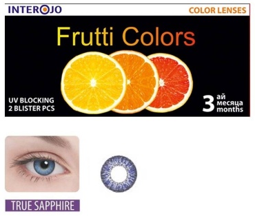 Контактные линзы Interojo Frutti Colors 2 Tone True Sapphire -1 кривизна 8.6 на три месяца 2 шт