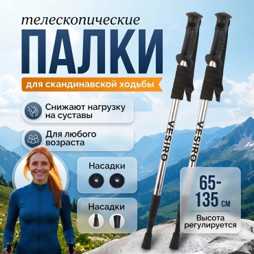 VESIRO Телескопические палки VESIRO Скандинавские палки GREY 65-135 см