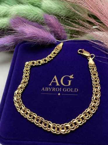 ABYROI GOLD 0606 длина 18 см, вес 2.5 г золото, плетение бисмарк