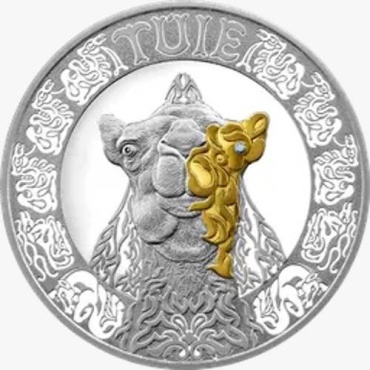 Монета сувенирная Монета TÚIE Верблюд 500 тенге вес 31.1 г серебро, бриллиант 2023 1 шт 38.61 мм
