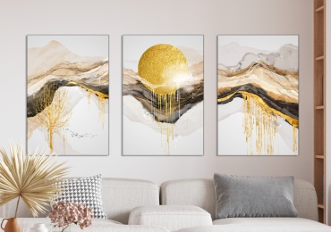 Room Art KZ модульная картина Абстрактная картина золотого солнца 160x80 см