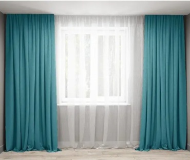 Портьеры 1st Home Linen 500x280 см 2 шт, велюр, бирюзовый
