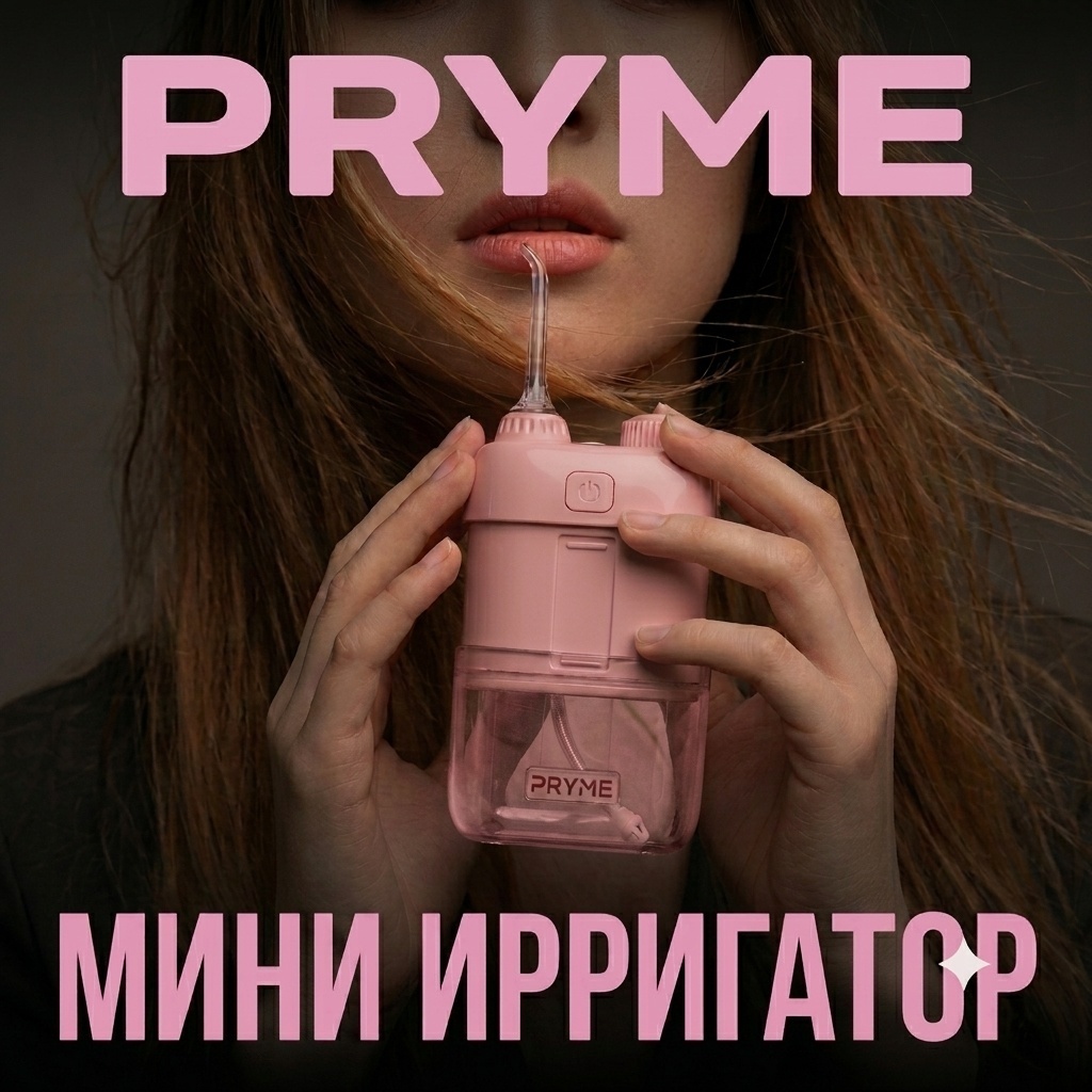 PRYME ирригатор MINI XY12 розовый импульсный, портативный