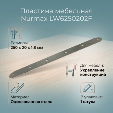 Nurmax пластина 250x20x1.8 мм 1 шт, LW6250202F