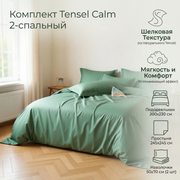 Комплект Tencel Calm 2-спальный шелк, 2 наволочки: 50x70 см