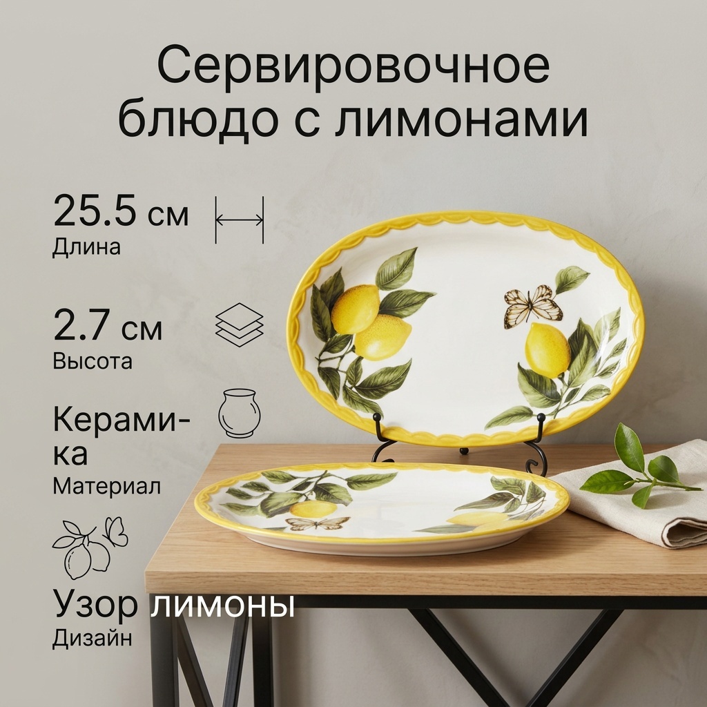Блюдо Alma Home 25.5х25.5 см, керамика, 2 шт