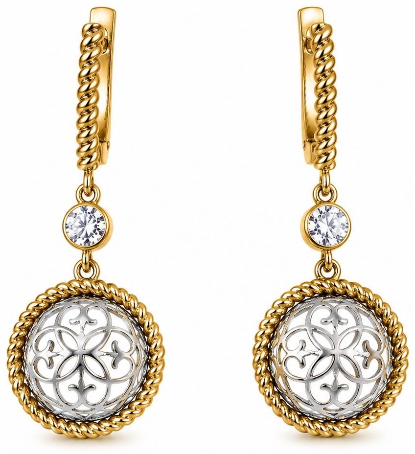 Серьги Italian Gold 4805927 вес 6.18 г золото, фианит