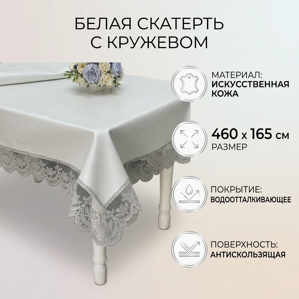 Скатерть 460x165 см, искусственная кожа, 1 шт