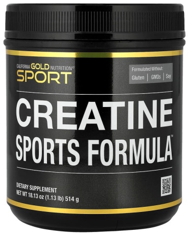 Креатин California Gold Nutrition Sport, Creatine Sports Formula, со смесью аминокислот, бета-аланином, соком свёклы и кокосом, 514 г нейтральный 510 г