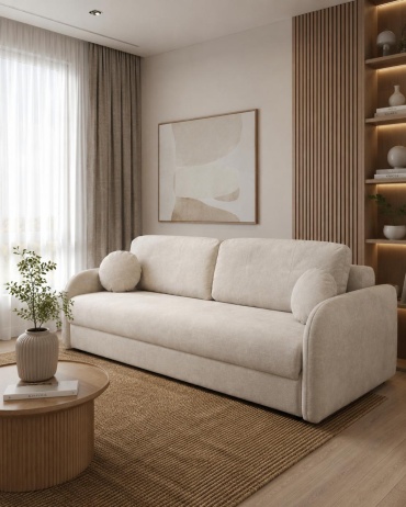Диван Citadella Луна, 215х100 см, обивка велюр, бежевый