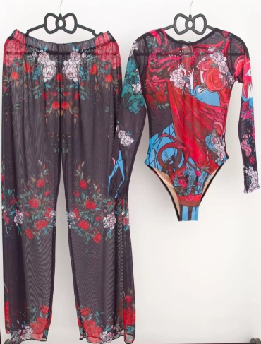 Купальник слитный Tropicanka голубой, красный