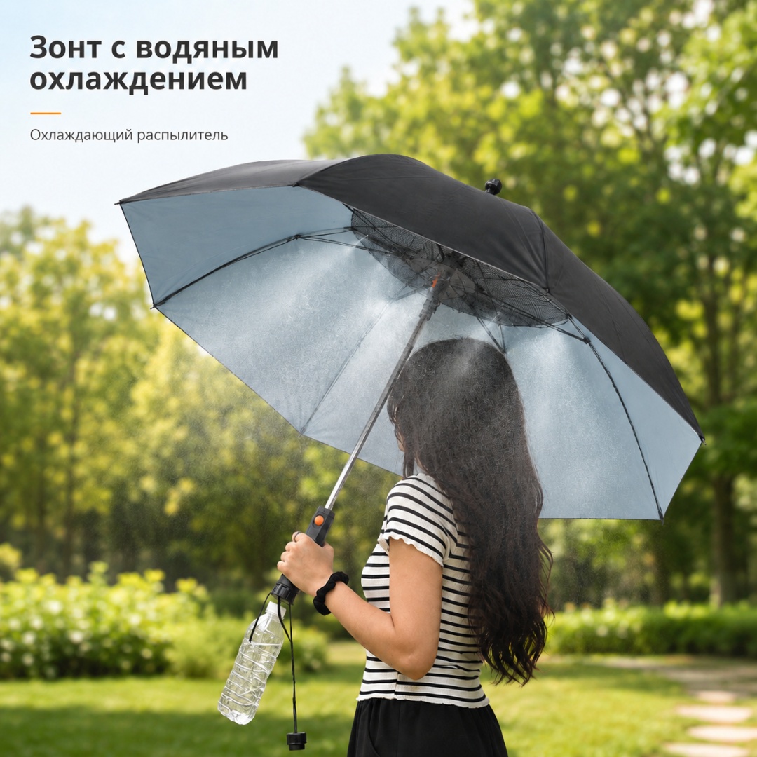 Складной зонт автомат черный, голубой