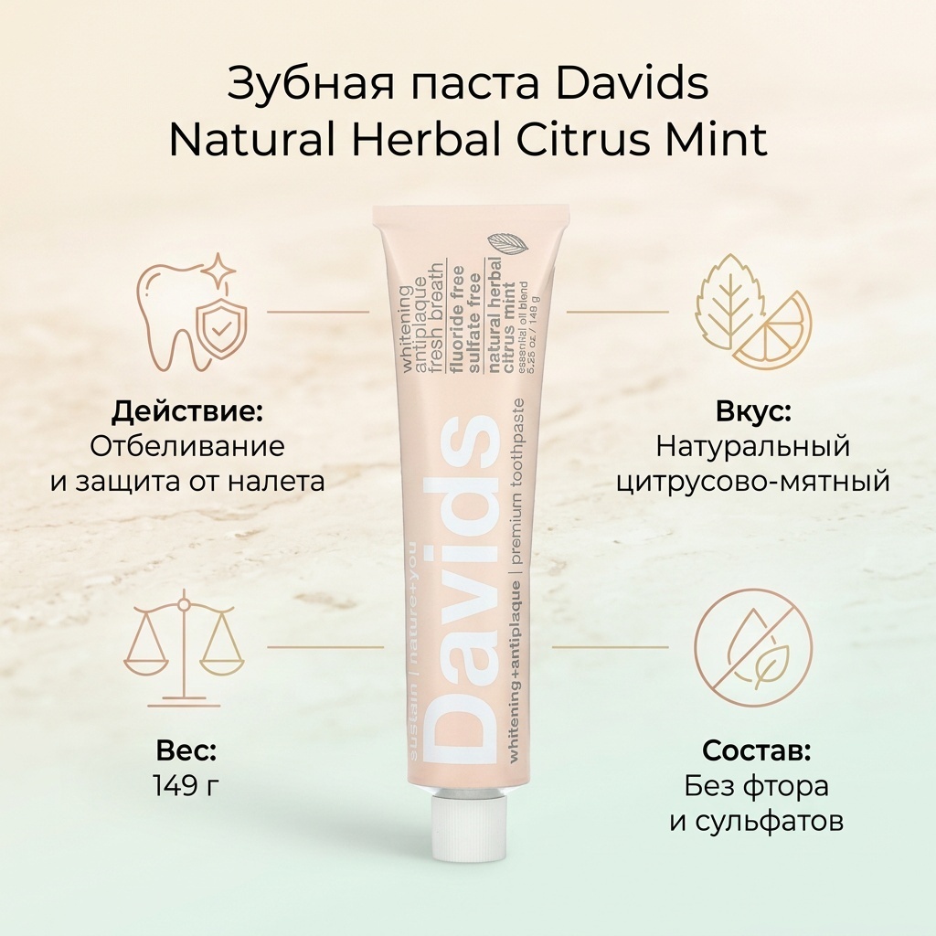 Davids зубная паста Natural Herbal Citrus Mint 150 г
