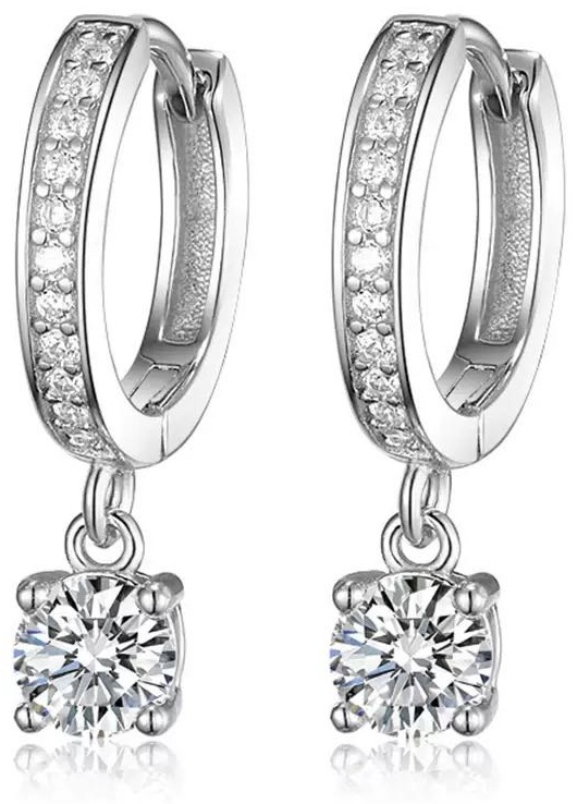 Серьги LAVILOOM Mini вес 1.9 г серебро, платина, цирконий