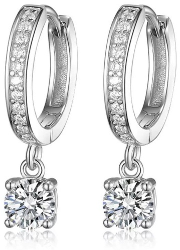 Серьги LAVILOOM Mini вес 1.9 г серебро, платина, цирконий