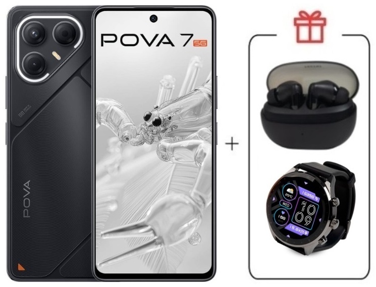 Смартфон TECNO Pova 7 8 ГБ/256 ГБ черный + подарок