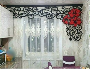 Ламбрекен 250x100 см 1 шт, фетр, красный, черный