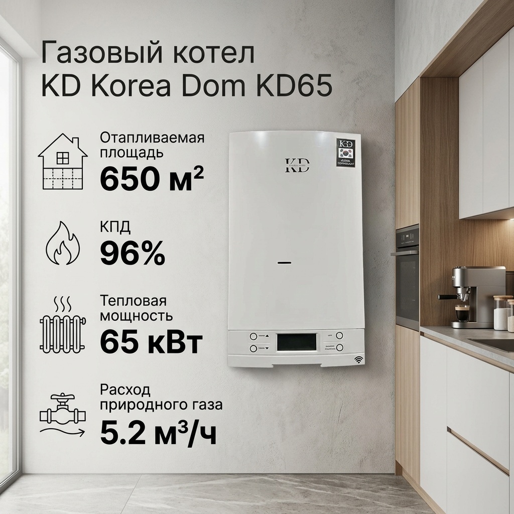Купить Газовый котел KOREA DOM KD65 с дымоходом в Алматы – Магазин на ...