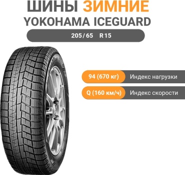 Yokohama Ice Guard IG60 205/65 R15 94Q без шипов