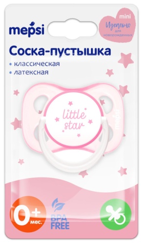 Пустышка Mepsi Little star 0373, 1 шт, розовый