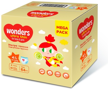 Подгузники-трусики Wonders Ультратонкие L, 4, 64 шт